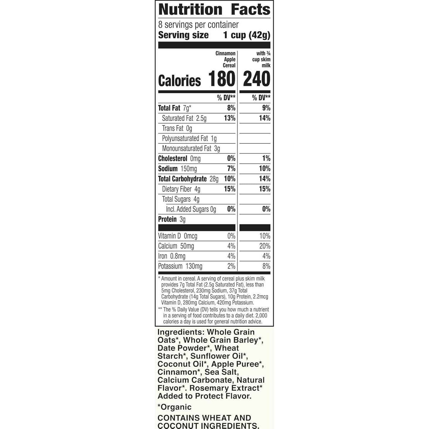 Cascadian Farm Organic Cinnamon Apple Cereal – Portable Whole Grain Snack for Road Trips and Travel Days