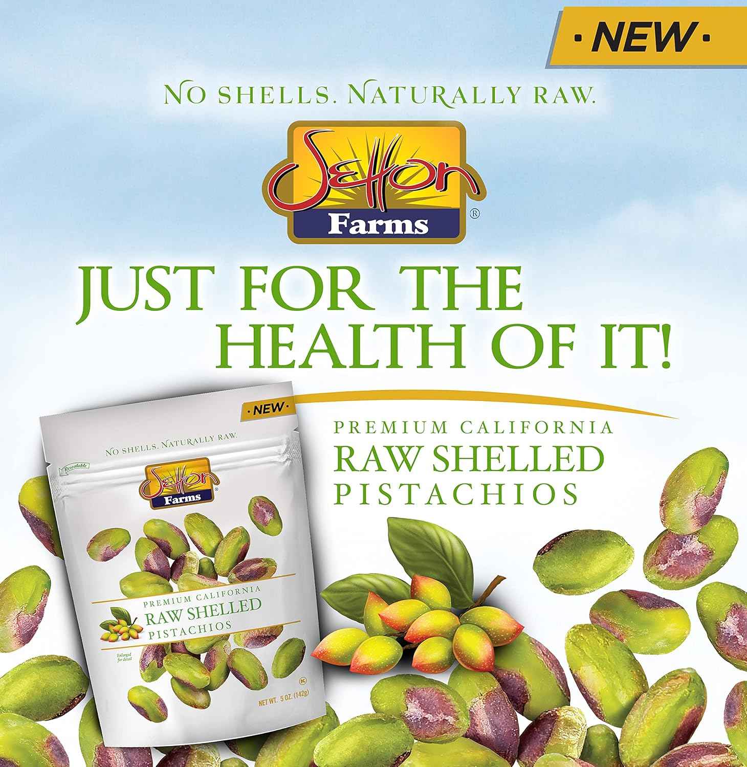Setton Farms Raw Shelled Pistachios – No Shell Kid-Friendly Lunchbox Snack with Protein and Fiber