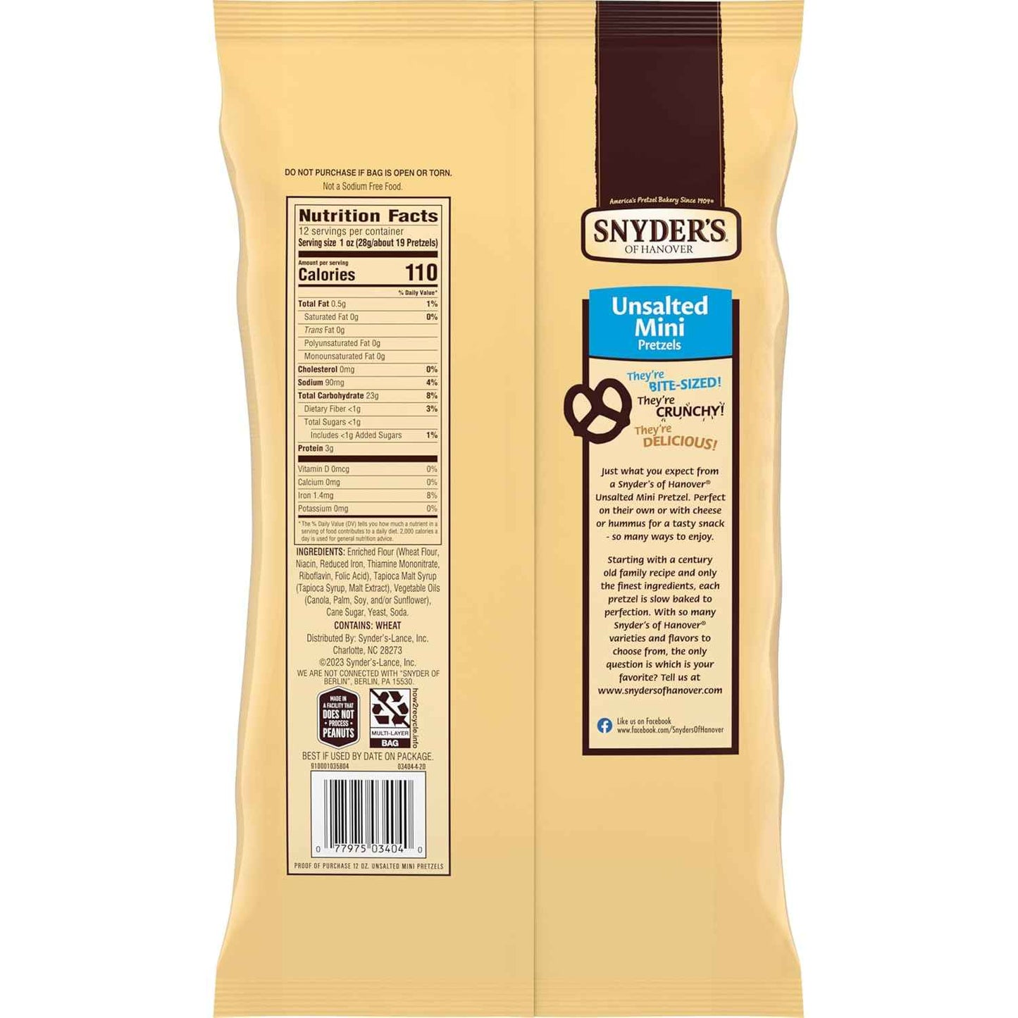 Snyder's of Hanover Peanut-Free Mini Pretzels – Allergy-Safe Snack for Nut-Free Classrooms