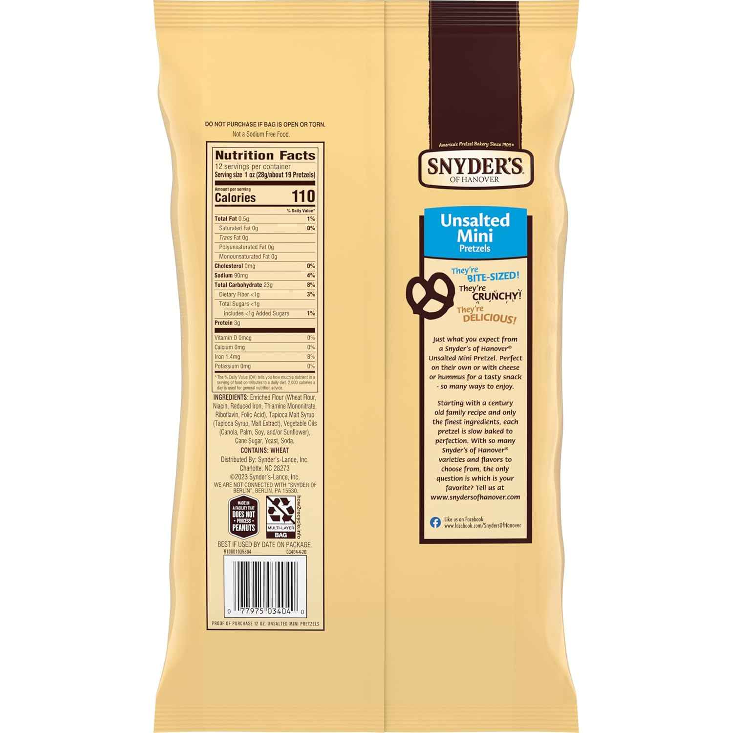 Snyder's of Hanover Peanut-Free Mini Pretzels – Allergy-Safe Snack for Nut-Free Classrooms