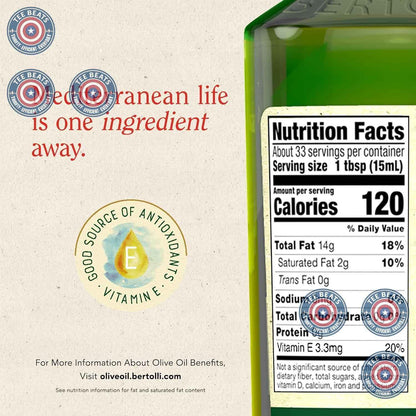 Bertolli Extra Virgin Olive Oil Rich Taste 32 fl oz – Elegant Hostess Gift for Dinner Party Hosts
