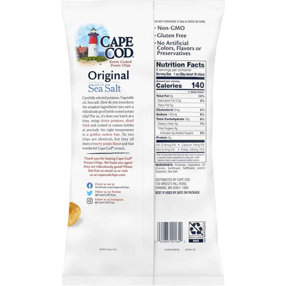 Cape Cod Less Fat Original Kettle Chips – After-School Snack Pack for Family Snack Drawers