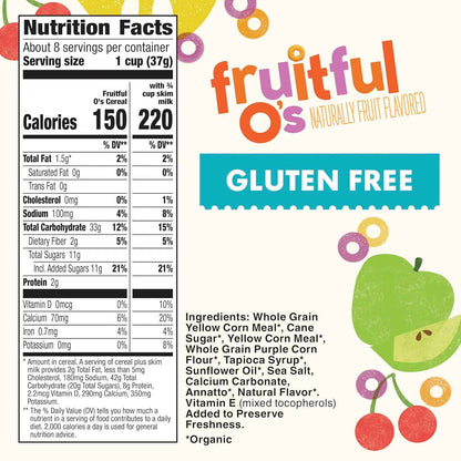 Cascadian Farm Organic Fruitful O's Cereal – Certified Gluten-Free Cereal Safe for Celiac Households
