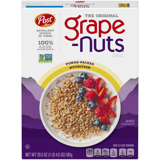 Grape-Nuts Original Breakfast Cereal – Heart-Healthy Morning Bowl for the Wellness Pantry, High-Fiber Whole Grain Start to Your Day