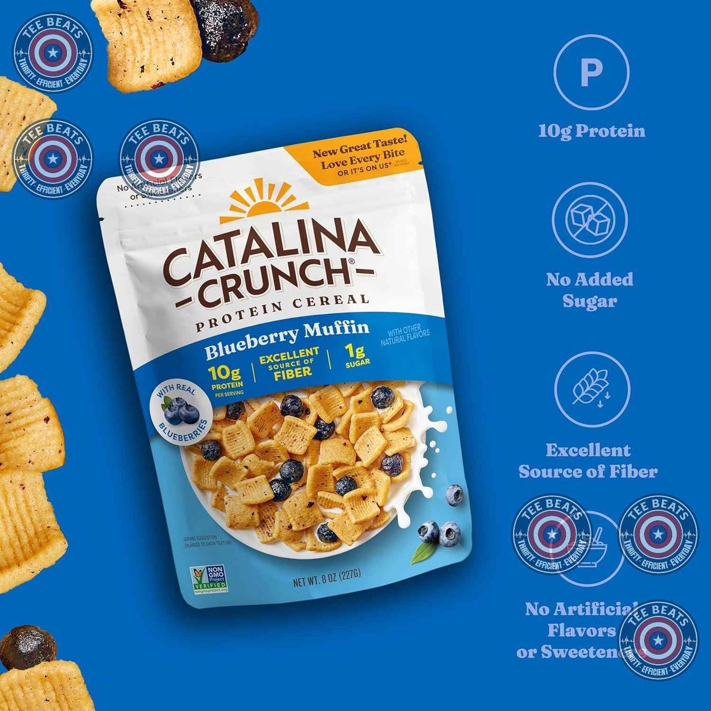 Catalina Crunch Protein Cereal – Family Pantry Staple for Nutritious After-School Snacking, Blueberry Muffin