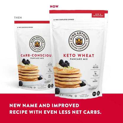 King Arthur Keto Wheat Pancake Mix - Family-Safe Low-Carb Breakfast for Picky Eaters, Non-GMO and Kosher Pancakes