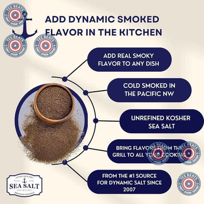 Fine Grain Cold Smoked Sea Salt Over Alderwood, Unrefined Fine Smoky Flavored Kosher Salt for Grilling & Cooking, 5 oz Bag