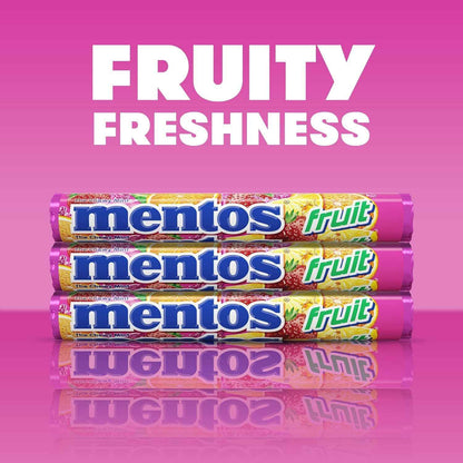 Mentos Chewy Mint Candy Roll – Lunchbox Snack for Kids, Non-Melting Fruit and Mint 6 Pack Safe for School