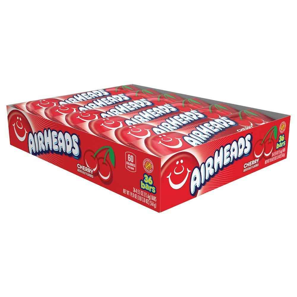 Airheads Cherry Taffy – Summer Picnic and Camping Treat That Won't Melt, 36 Individually Wrapped Bars