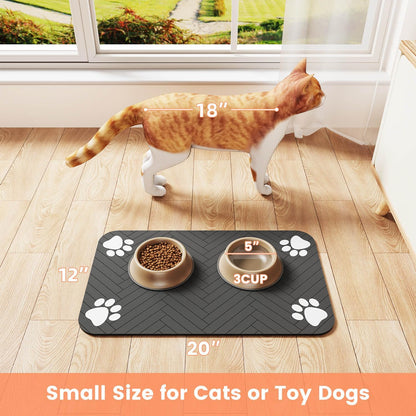 Non-Slip Pet Feeding Mat with Waterproof Rubber Backing, Safe Spill Protection for Cats and Dogs
