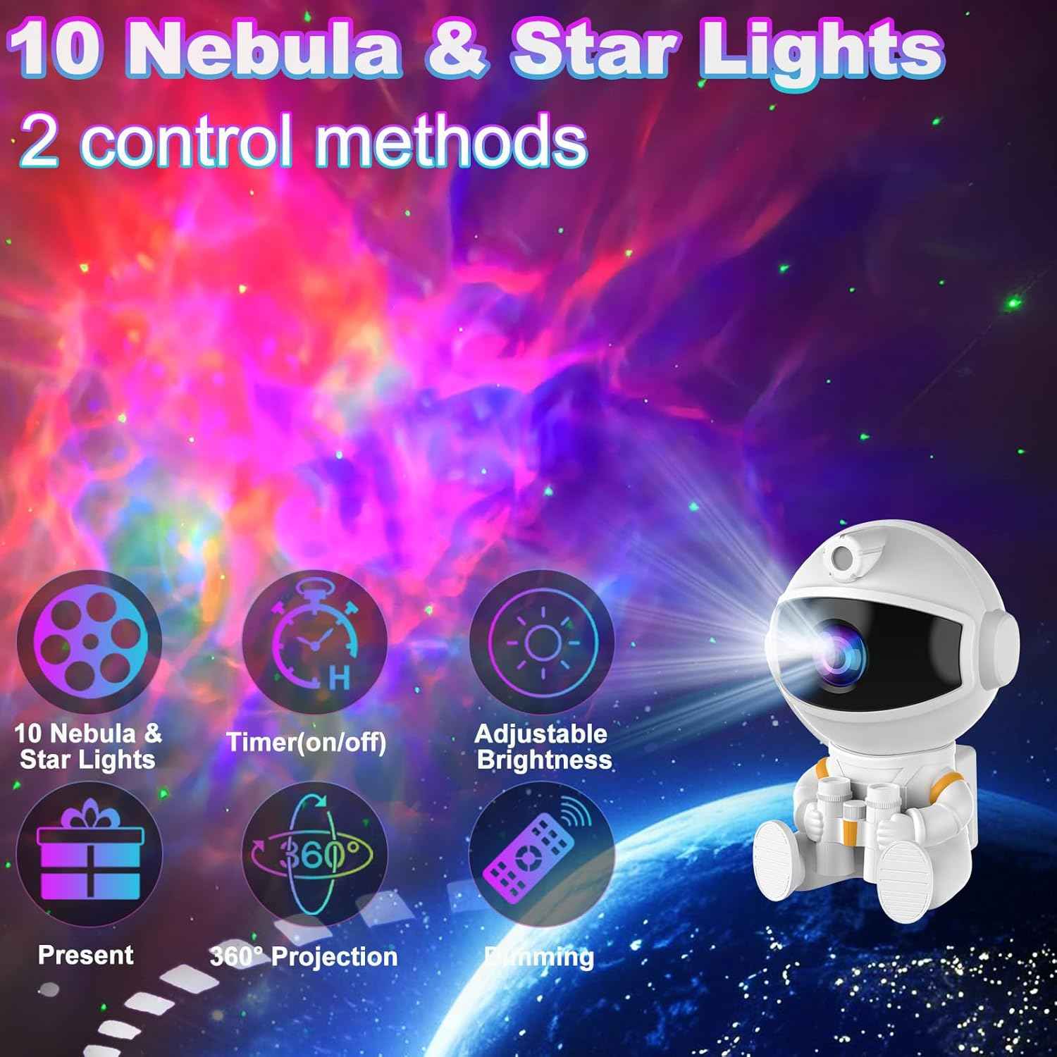 Astronaut Star Projector Night Light – Thoughtful Christmas & Housewarming Gift, Galaxy Ceiling Lamp for Bedroom Decor