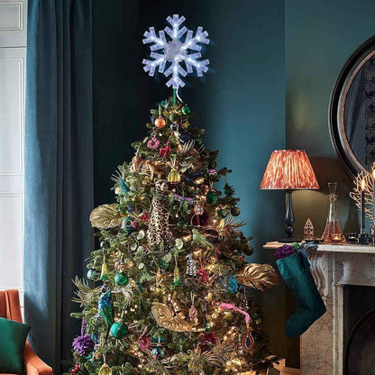 Dazzle Bright LED Snowflake Tree Topper – Indoor and Outdoor Holiday Decoration for Patios and Porches