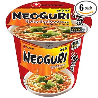Nongshim Neoguri Spicy Seafood Ramyun – Comforting Microwavable Cup for Wind-Down Evenings and Self-Care Nights, 6-Pack