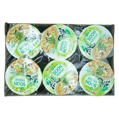 Nongshim Soon Veggie Cup Noodle – Single-Serve Vegan Meal for Small Apartments, Compact 6-Pack Pantry Storage