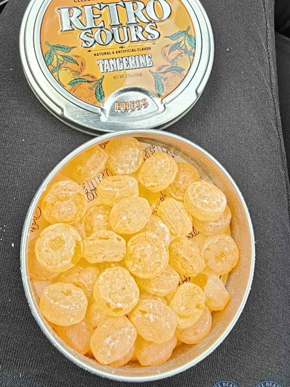 Iconic Candy Retro Sours Hard Tangy Candy Tin – Travel-Friendly Road Trip Sour Candy, Citrus Aluminum Tin