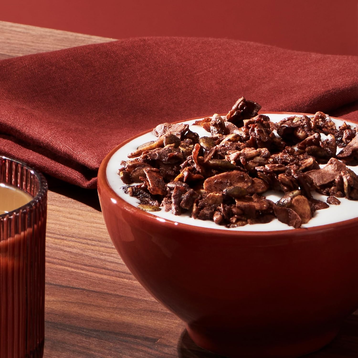 NuTrail Dark Chocolate Granola – Lunchbox Safe Low-Carb Cereal for Gluten Free Kids, No Sugar Added 8 oz