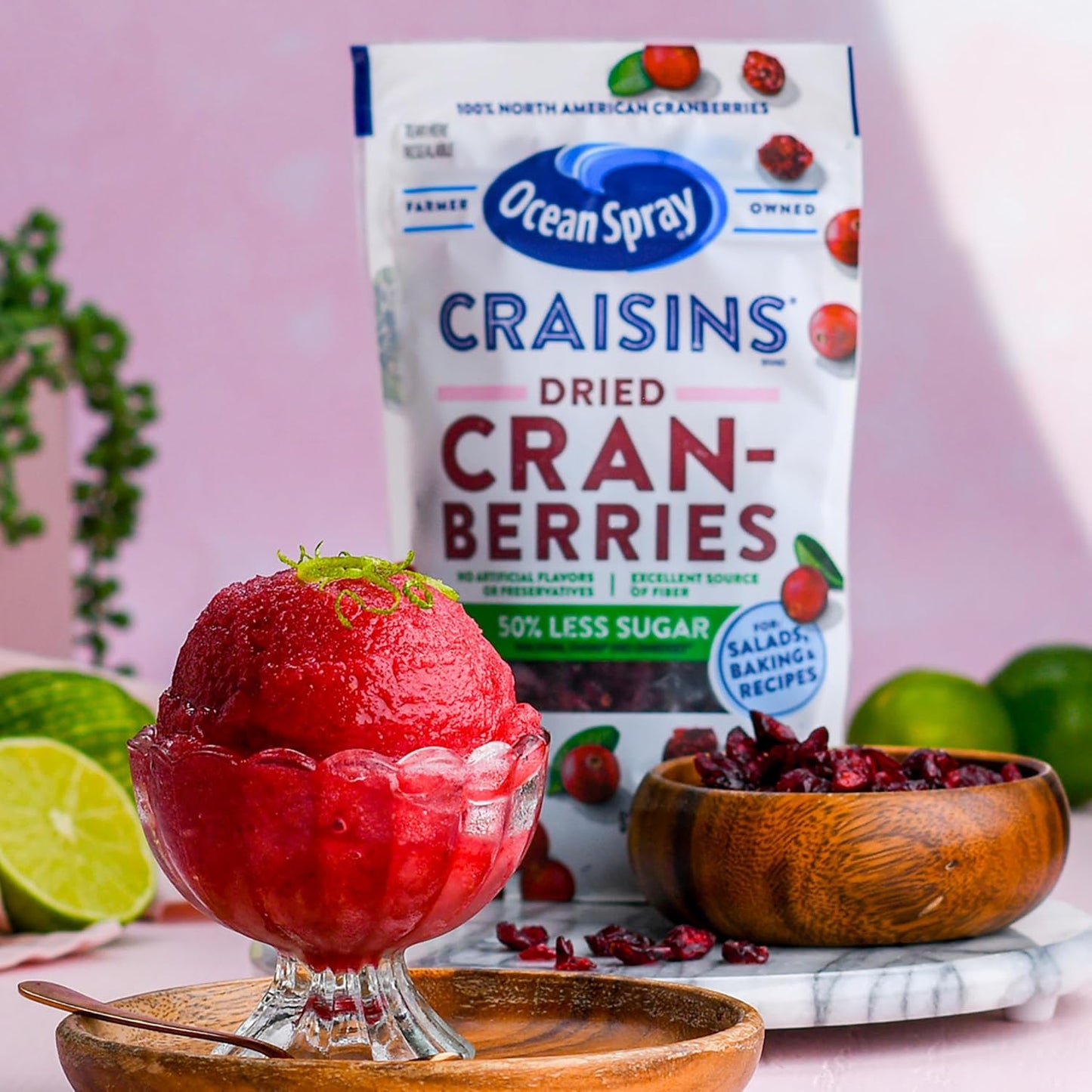 Ocean Spray Craisins 50% Less Sugar Dried Cranberries — Trail Mix Essential for Hiking Backpacking and Car Cup Holder Snacking