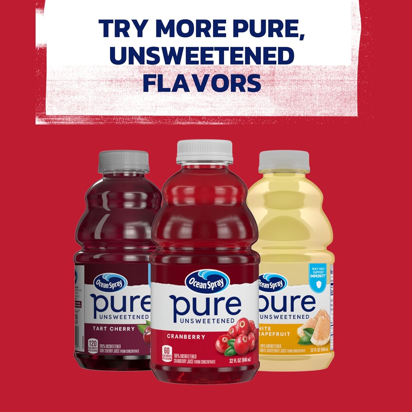 Ocean Spray® Pure Unsweetened Cranberry Juice – Versatile Fridge Staple for Cooking, Baking, and Cocktails, 32 Fl Oz