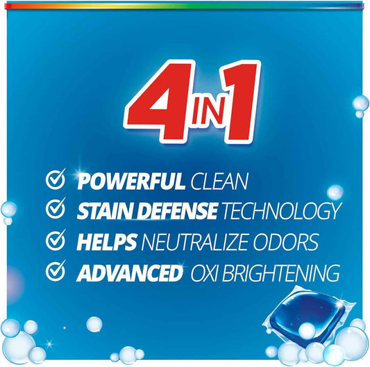 Purex Advanced Oxi + Odor Fighter Laundry Pacs for Kids Clothes, Mud-Stain Removing Detergent for Active Kids