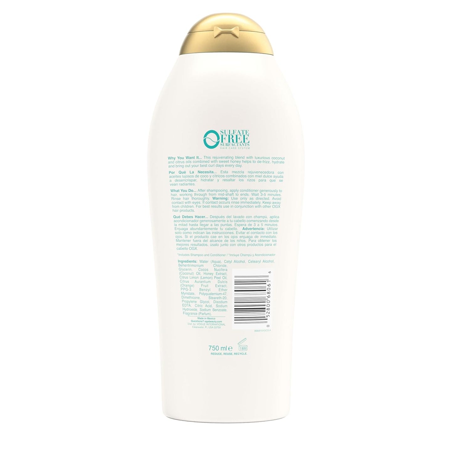 OGX Quenching + Coconut Curls Conditioner – Self-Care Hair Ritual for Curly Texture, Daily Moisture and Frizz Control
