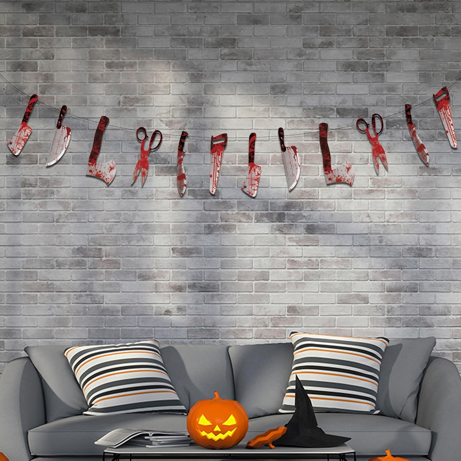 OHOME Halloween Home Decor - 12pc Foldable Banner for Mantel Wall and Entryway Aesthetic Seasonal Display