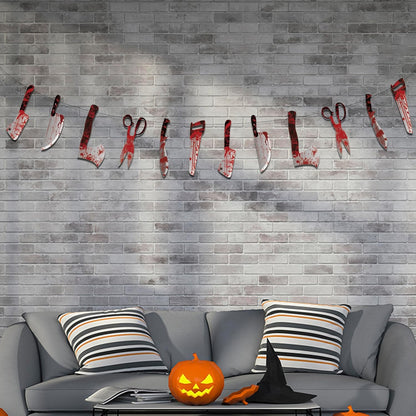OHOME Halloween Home Decor - 12pc Foldable Banner for Mantel Wall and Entryway Aesthetic Seasonal Display