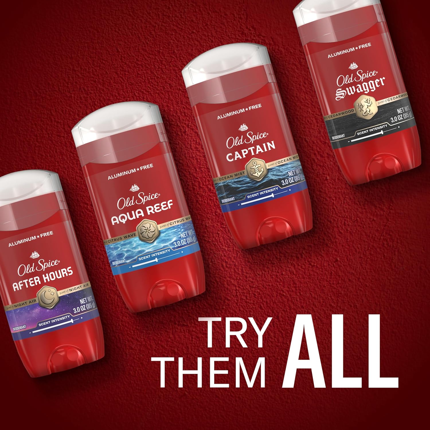 Old Spice Aluminum-Free Deodorant Aqua Reef — Birthday Gift for Men, 48-Hour Odor Protection Pack of 4 with Travel Body Wash