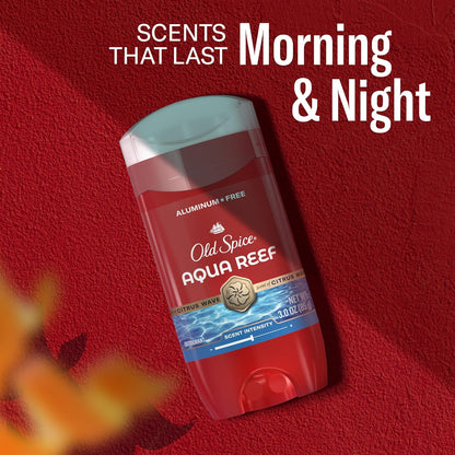 Old Spice Aluminum-Free Deodorant Aqua Reef — Birthday Gift for Men, 48-Hour Odor Protection Pack of 4 with Travel Body Wash
