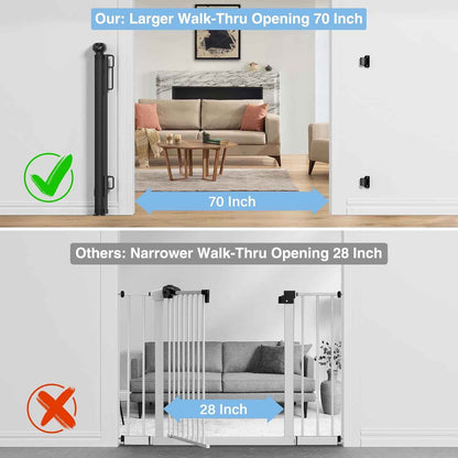 probebi Retractable Pet Gate for Stairs and Doorways – 34" Tall Mesh Barrier with Double-Lock Safety Release