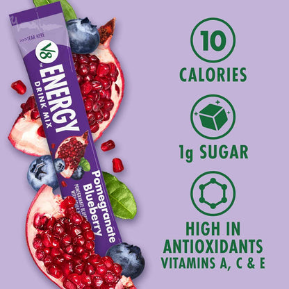 V8 Energy Strawberry Lemonade Energy Drink Powder for Desk and Commute, 10 Calorie Single Serve Sticks