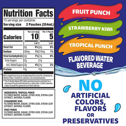 Capri Sun Roarin' Waters Drink Pouches – Spill-Resistant Flavored Water for Soccer Practice and Family Road Trips, 6 fl oz
