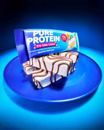 Pure Protein Zig Zag Cake Protein Bars – Pantry Staple for Balanced Self-Care Days, Gluten Free High Protein Snack