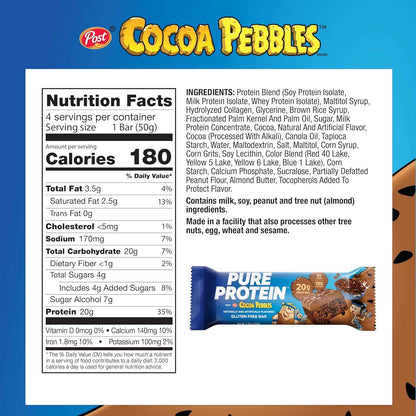 Pure Protein Cocoa PEBBLES Protein Bars – Balanced Self-Care Snack for Active Wellness Lifestyles