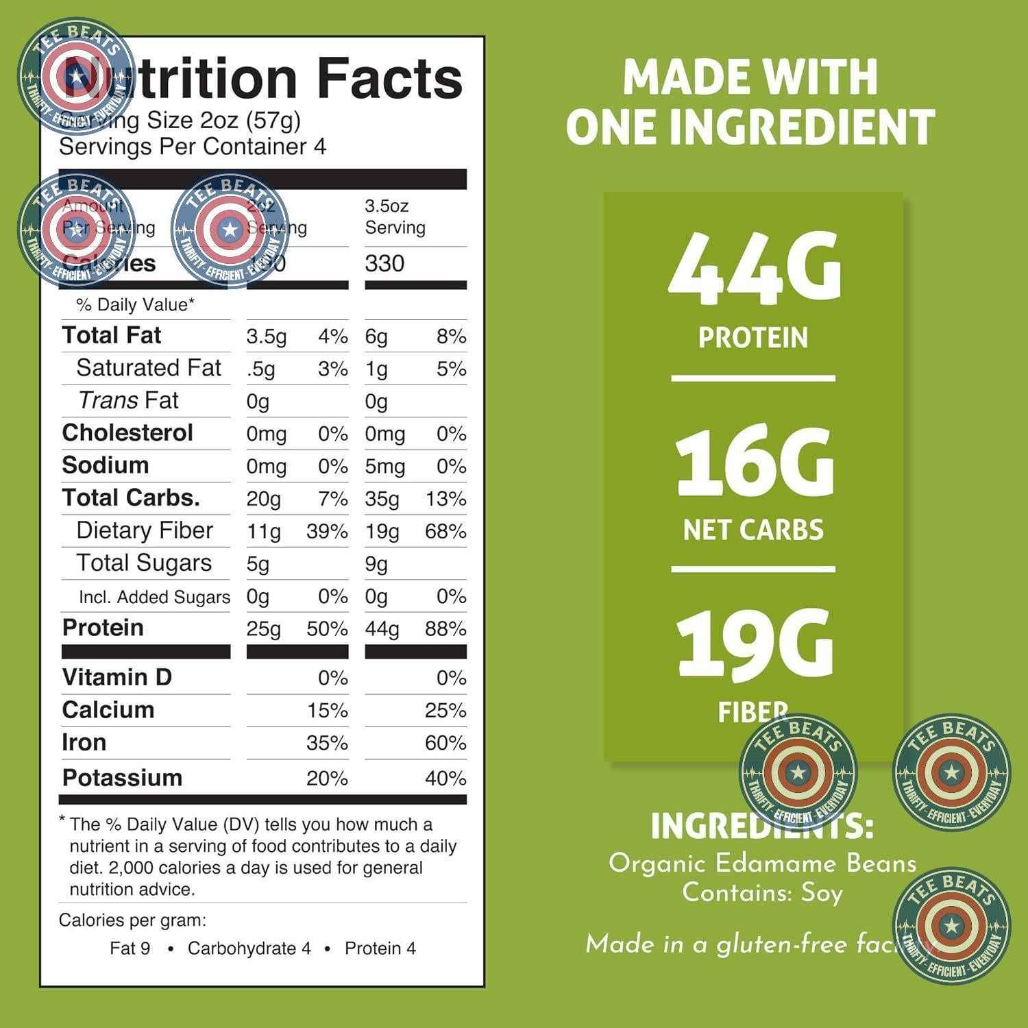 The Only Bean - Organic Edamame Pasta - Minimalist Plant-Based Noodles with Simple Whole-Food Ingredients