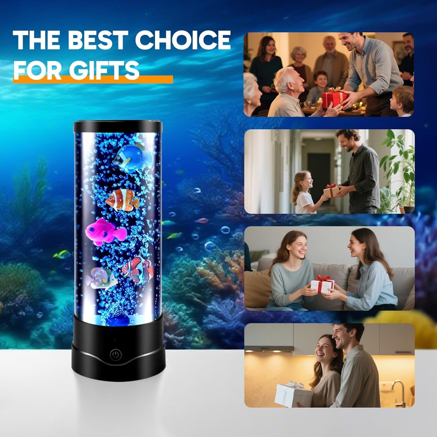 ONXE Bubble Fish Tank Lamp – Mindful Wind-Down Night Light for Bedroom, 16 Color Hypnotic Sensory Lamp for Stress Relief and Anxiety Calm
