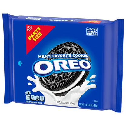 OREO Chocolate Sandwich Cookies, Party Size 24.16 oz – Resealable Road Trip Snack for the Car