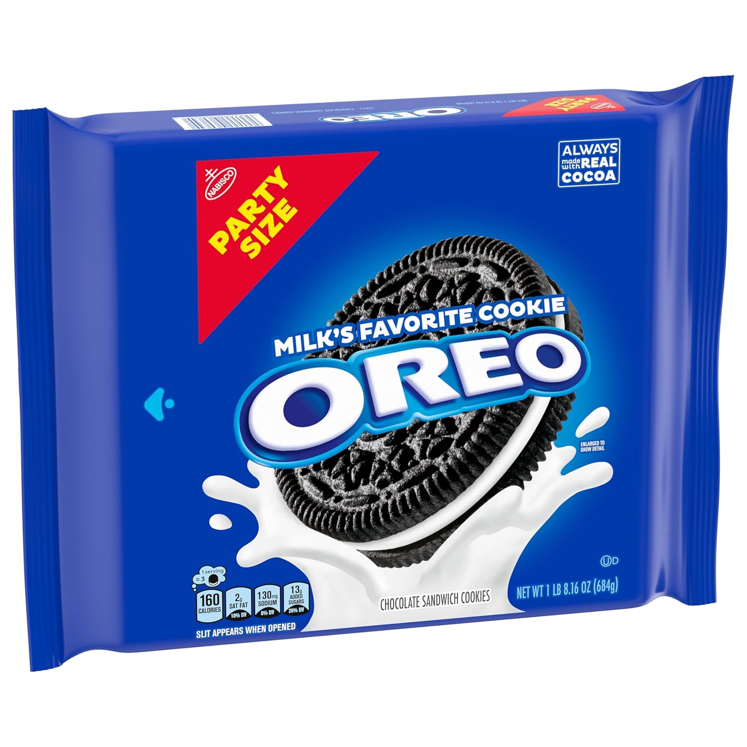 OREO Chocolate Sandwich Cookies, Party Size 24.16 oz – Resealable Road Trip Snack for the Car