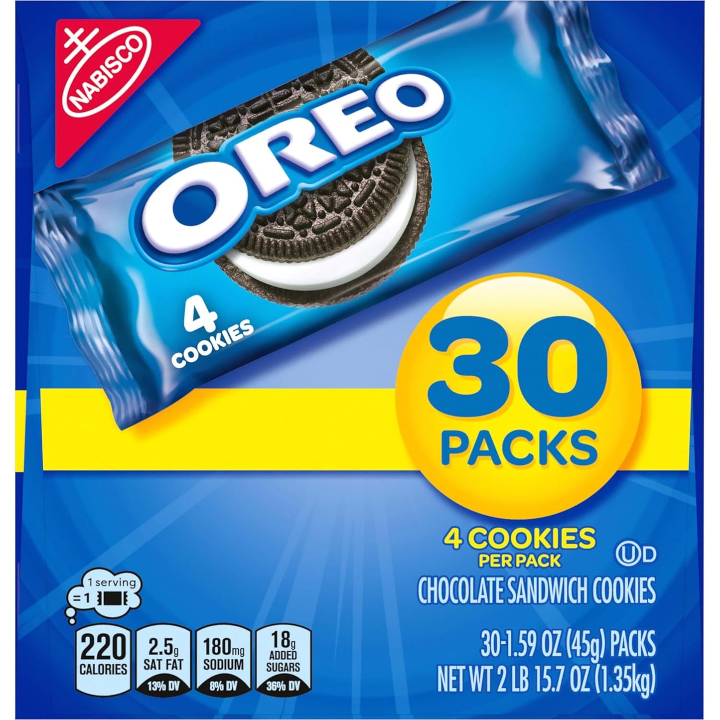 OREO Chocolate Sandwich Cookies Snack Packs – Lunch Box Treats for Kids' School Lunches, Individually Wrapped