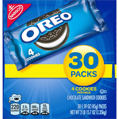 OREO Chocolate Sandwich Cookies Snack Packs – Lunch Box Treats for Kids' School Lunches, Individually Wrapped