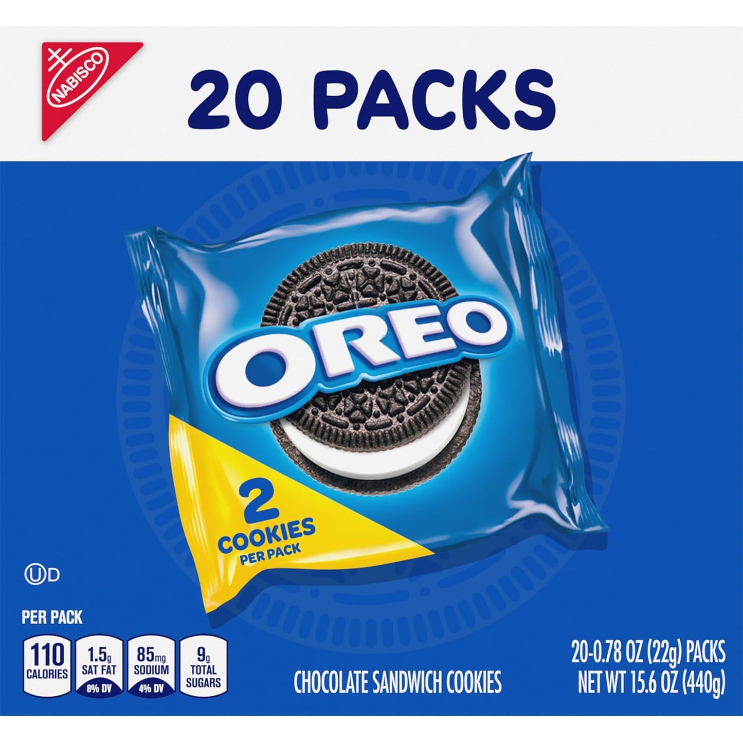 OREO Chocolate Sandwich Cookies Snack Packs – Road Trip and Commuter Snacks That Resist Crushing, 20 Travel Packs