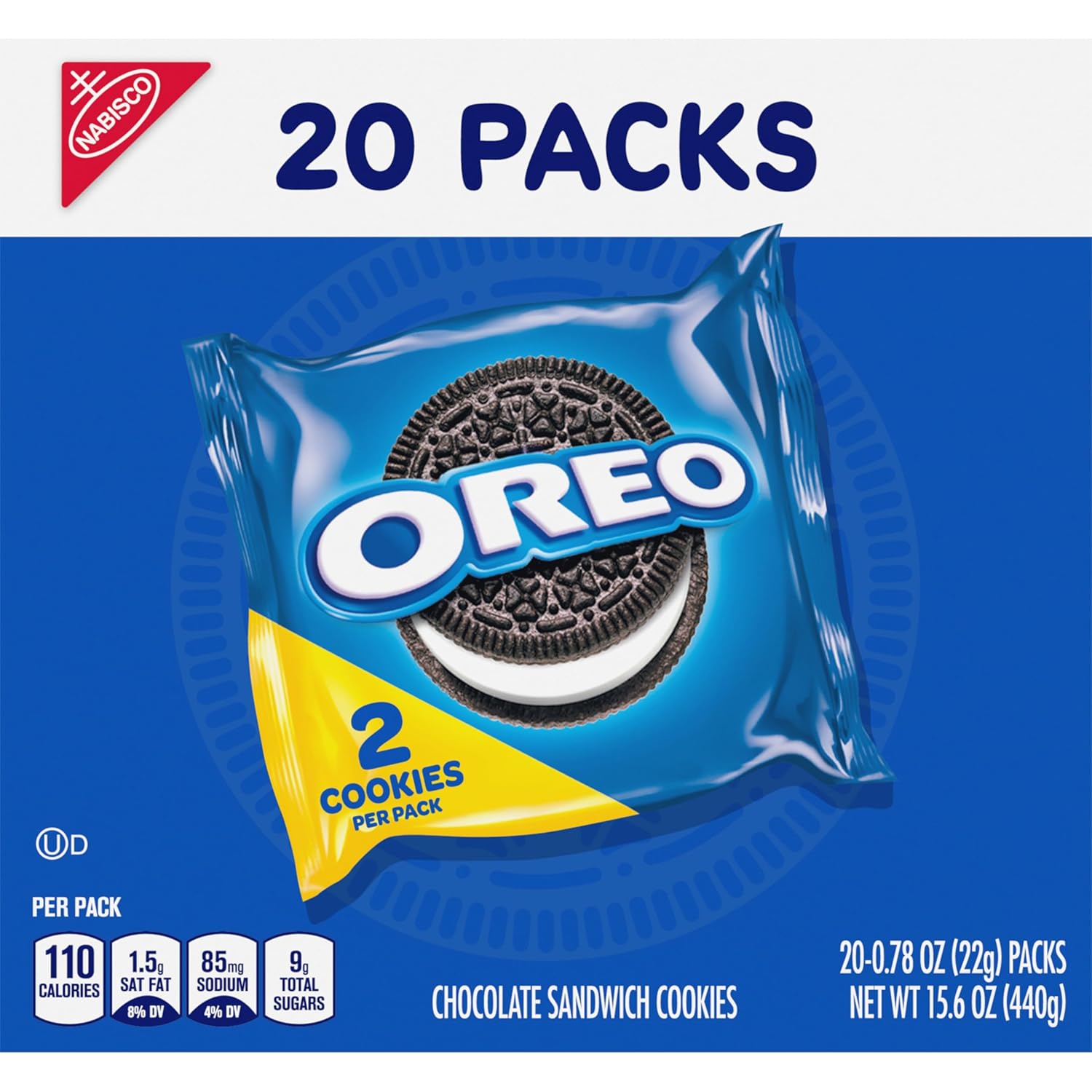 OREO Chocolate Sandwich Cookies Snack Packs – Road Trip and Commuter Snacks That Resist Crushing, 20 Travel Packs