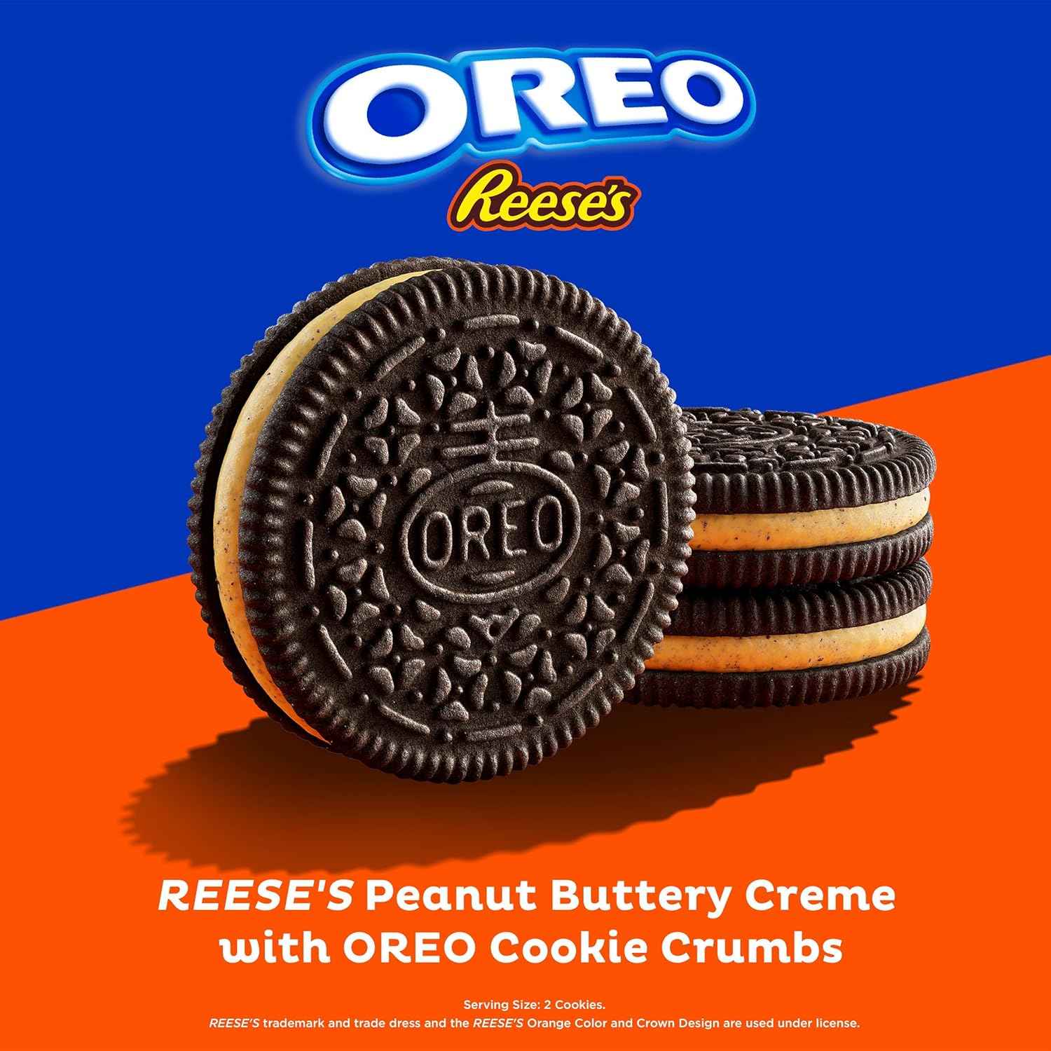OREO REESE'S Peanut Butter Creme Cookies – After-School Lunchbox Treat for Kids, Kosher Sandwich Snack, 12.35 oz