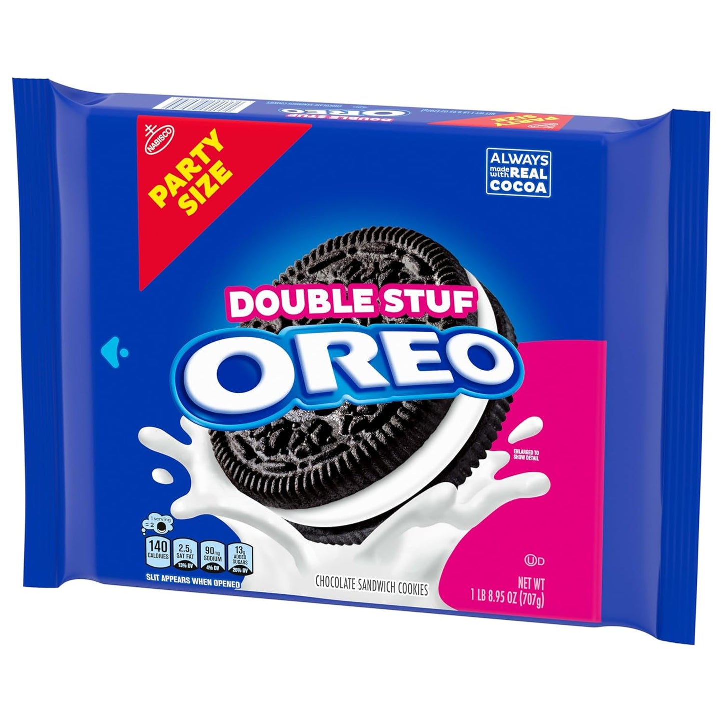 OREO Double Stuf Chocolate Sandwich Cookies – Resealable Travel Snack for Road Trips, Camping Trips, and Picnic Baskets, 24.95 oz Party Size
