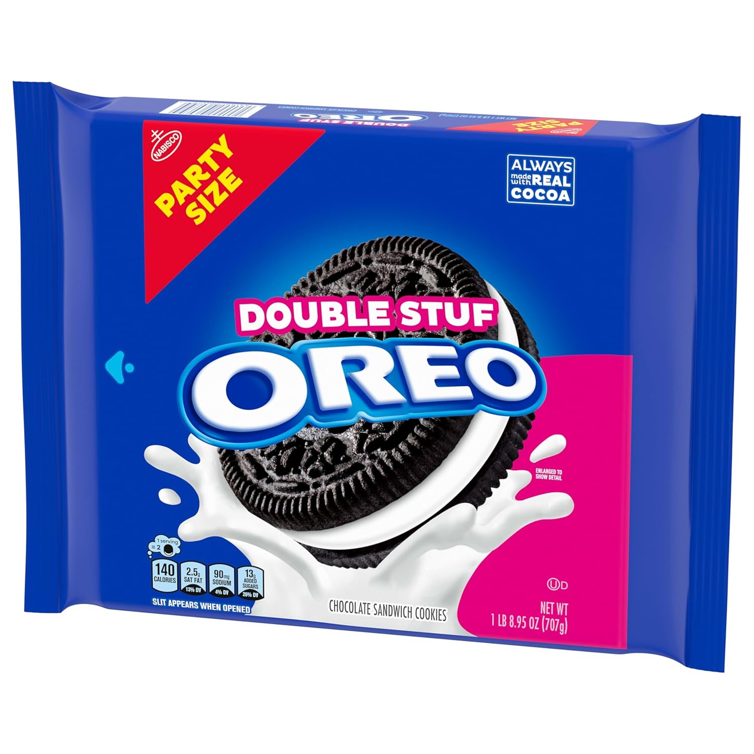 OREO Double Stuf Chocolate Sandwich Cookies – Resealable Travel Snack for Road Trips, Camping Trips, and Picnic Baskets, 24.95 oz Party Size