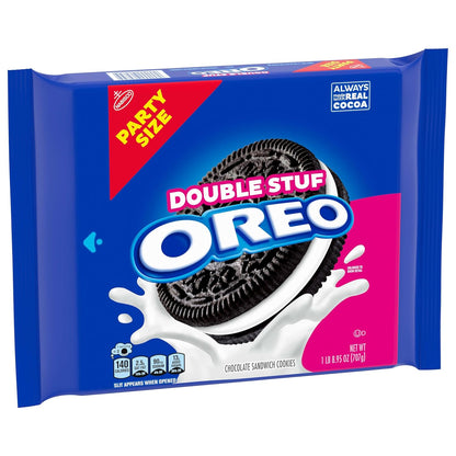 OREO Double Stuf Chocolate Sandwich Cookies – Resealable Travel Snack for Road Trips, Camping Trips, and Picnic Baskets, 24.95 oz Party Size