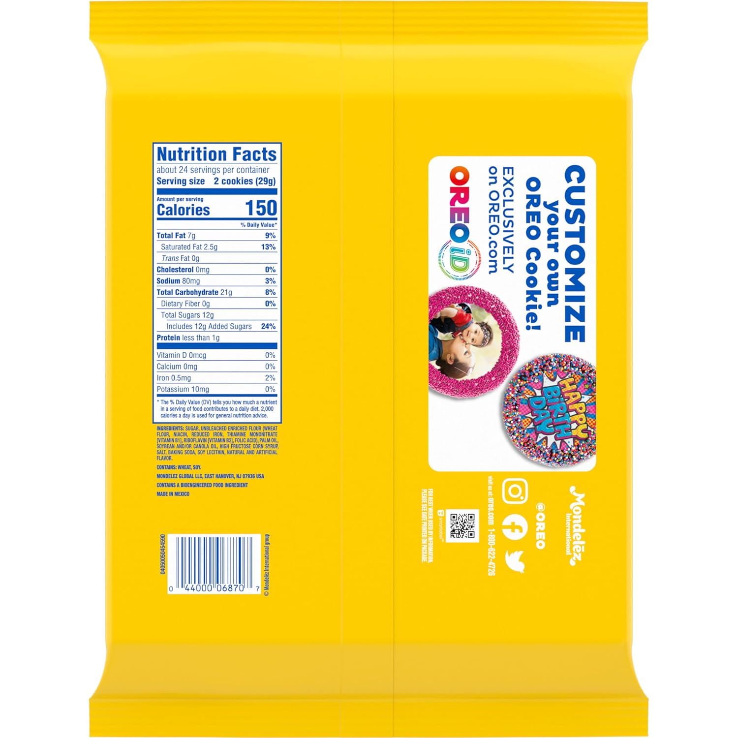 OREO Double Stuf Golden Sandwich Cookies for Picnic Baskets and Park Outings, Party Size 24.95 oz