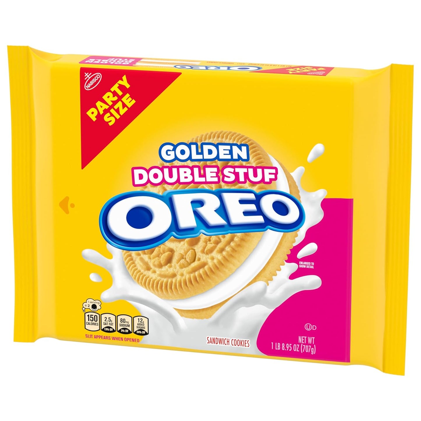 OREO Double Stuf Golden Sandwich Cookies for Picnic Baskets and Park Outings, Party Size 24.95 oz
