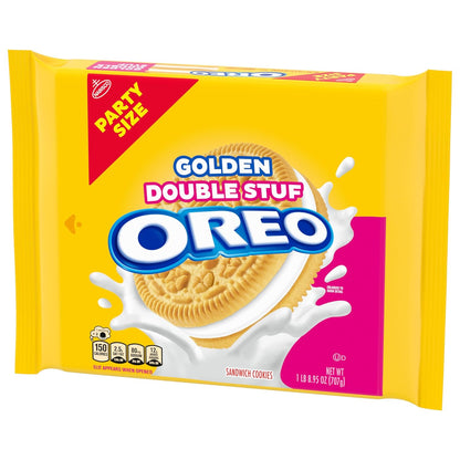 OREO Double Stuf Golden Sandwich Cookies for Picnic Baskets and Park Outings, Party Size 24.95 oz