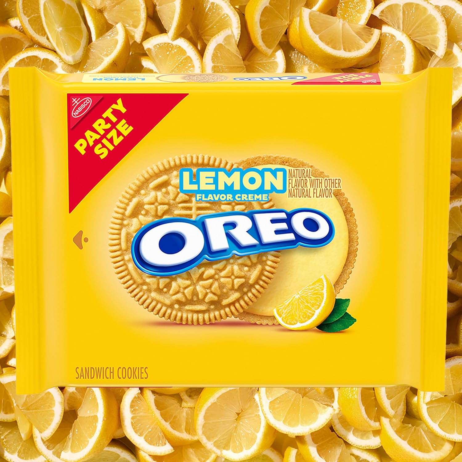 OREO Lemon Creme Sandwich Cookies – Picnic Snack for Road Trips, Resealable Party Size 24.95 oz