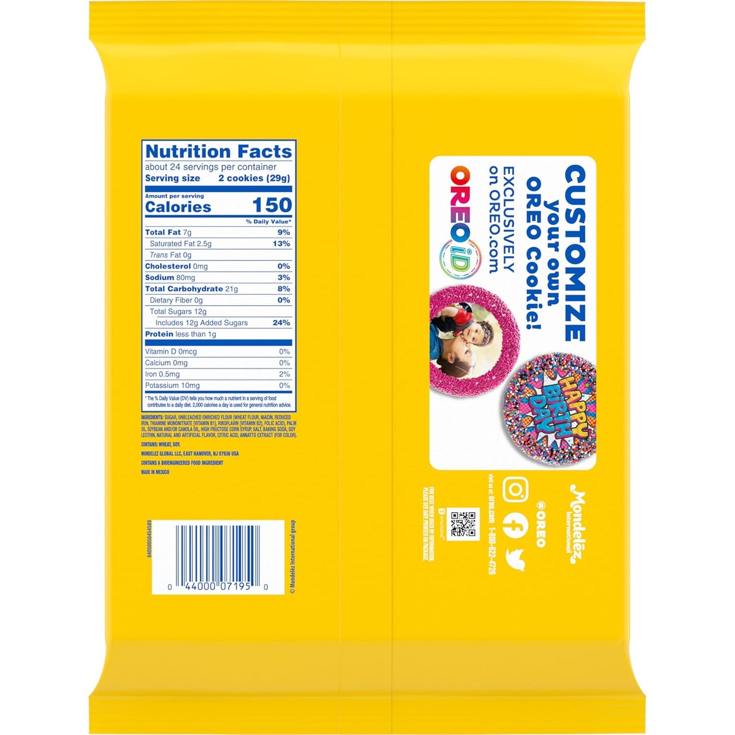 OREO Lemon Creme Sandwich Cookies – Picnic Snack for Road Trips, Resealable Party Size 24.95 oz